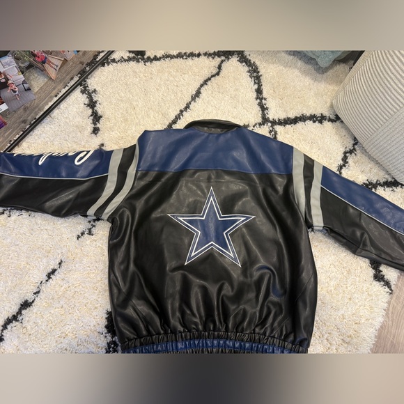 Vintage Dallas Cowboys Jacket Men’s NFL Football Varsity Blue Black-Large - Picture 11 of 16